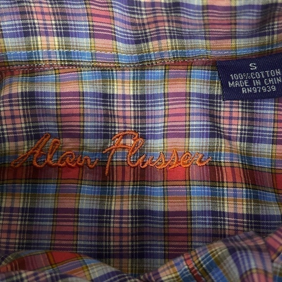Alan Flusser Men’s Small Multicolored Stripe Button Down Long Sleeve Shirt - Picture 5 of 7